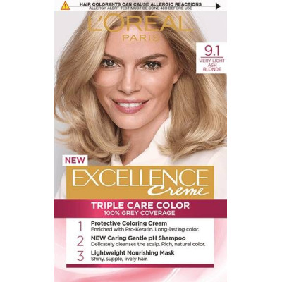 ЛОРЕАЛ EXCELLENCE CREME боя за коса 9.1 VERY LIGHT ASH BLONDE