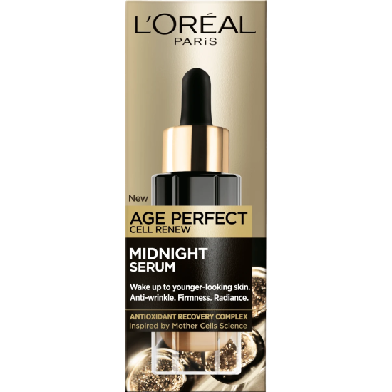 L'OREAL AGE PERFECT CELL RENEW MIDNIGHT SERUM ревитализиращ нощен серум за лице против стареене за всеки тип кожа 30 мл