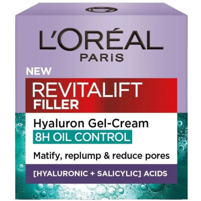 L'OREAL REVITALIFT FILLER OIL CONTROL гел-крем за лице с хиалурон и салицилова киселина за мазна и комбинирана кожа 50 мл