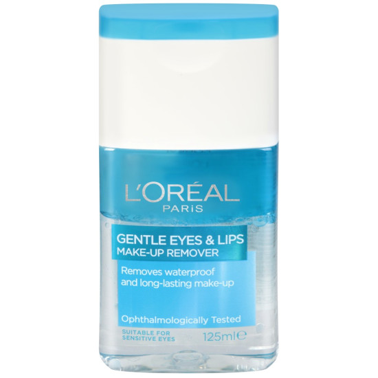 L'OREAL GENTLE EYES & LIPS двуфазен почистващ лосион за премахване на грим от очите и устните за всеки тип кожа 125 мл