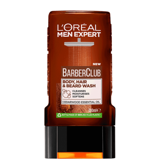 L'OREAL MEN EXPERT BARBER CLUB душ гел за лице коса тяло и брада за мъже 300 мл