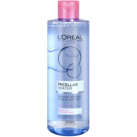 L'OREAL MICELLAR WATER мицеларна вода за лице за нормална до суха чувствителна кожа 400 мл