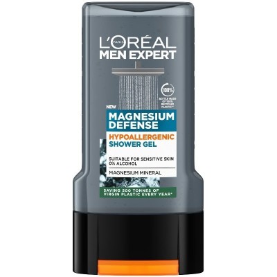 ЛОРЕАЛ MEN EXPERT MAGNESIUM DEFENCE душ гел за лице, коса и тяло за мъже обогатен с магнезий 300 мл