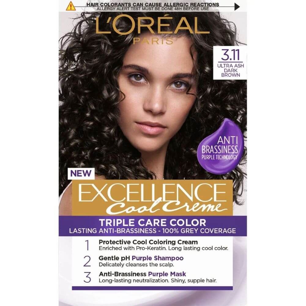 ЛОРЕАЛ EXCELLENCE COOL CREME боя за коса с лилава неутрализираща технология 3.11 - Грижа за косата