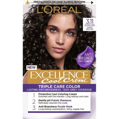 ЛОРЕАЛ EXCELLENCE COOL CREME боя за коса с лилава неутрализираща технология 3.11