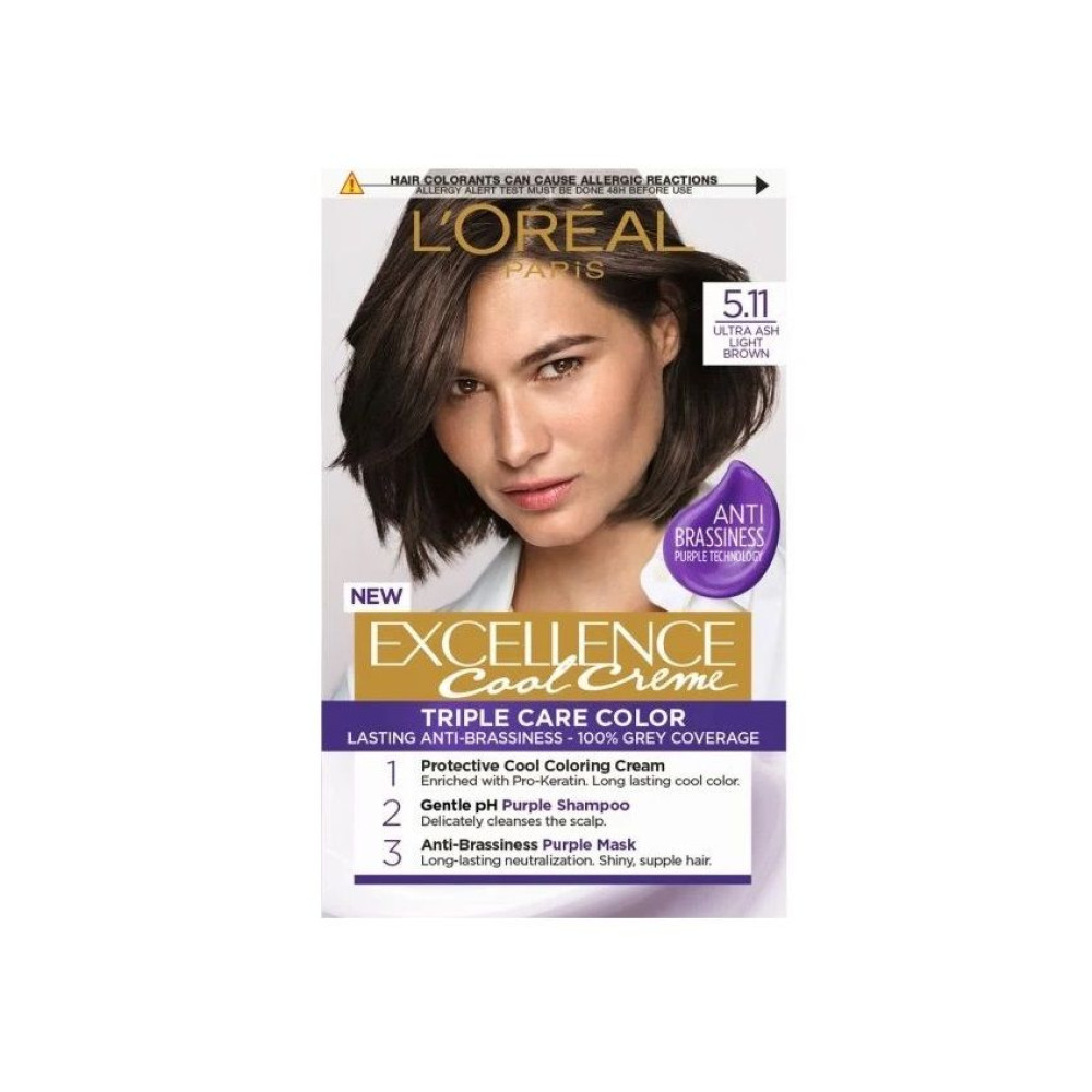 ЛОРЕАЛ EXCELLENCE COOL CREME боя за коса с лилава неутрализираща технология 5.11 - Грижа за косата