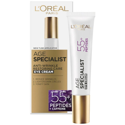 L'OREAL AGE SPECIALIST 55+ околоочен крем против стареене за всеки тип кожа 15 мл