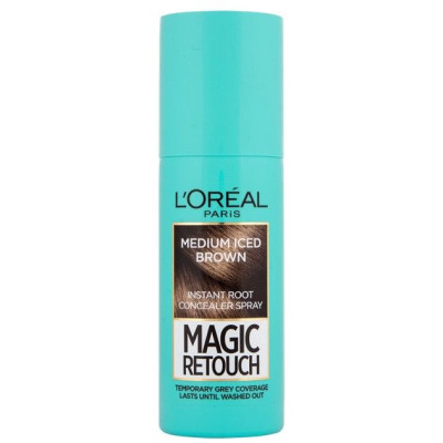 L'OREAL MAGIC RETOUCH оцветяващ спрей за незабавно покриване на белите корени на косата цвят 7 MEDIUM ICED BROWN 75 мл
