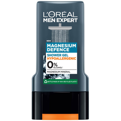 L'OREAL MEN EXPERT MAGNESIUM DEFENCE душ гел за лице коса и тяло за мъже обогатен с магнезий 300 мл