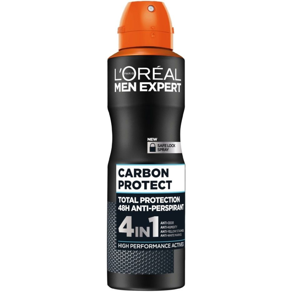 ЛОРЕАЛ MEN EXPERT DEO CARBON PROTECT мъжки део-спрей против изпотяване 150 мл - Грижа за тялото