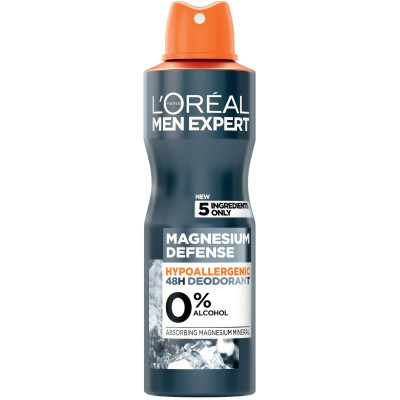 L'OREAL MEN EXPERT DEO  MAGNESIUM DEFENCE 48H део спрей против изпотяване за мъже 150 мл