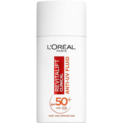 L'OREAL REVITALIFT CLINICAL SPF50+ DAILY ANTI-UV FLUID лек ежедневен флуид за лице с UV защита за всеки тип кожа 50 мл
