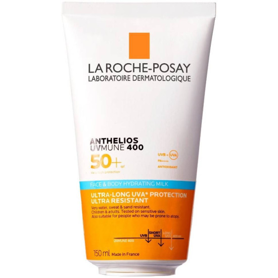 LA ROCHE-POSAY ANTHELIOS UVMUNE 400 Hydrating Milk SPF50+ слънцезащитно мляко за лице и тяло за чувствителна и суха кожа 150 мл