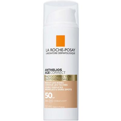 LA ROCHE-POSAY ANTHELIOS AGE CORRECT СС SPF50 оцветен слънцезащитен анти-ейдж крем за лице с универсален нюанс 50 мл