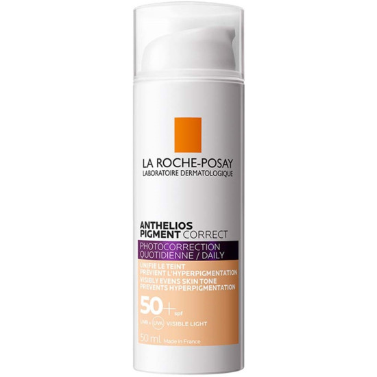 LA ROCHE-POSAY ANTHELIOS SPF50+ PIGMENT CORRECT LIGHT оцветен слънцезащитен крем за лице против пигментации светъл нюанс 50 мл