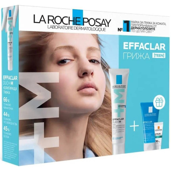 ЛАРОШ ПОЗЕ EFFACLAR ПРОМО ПАКЕТ ЕFFACLAR DUO+M грижа 40 мл + EFFACLAR GEL почистващ гел 50 мл + ANTHELIOS SPF50+ OIL CORRECT 3мл