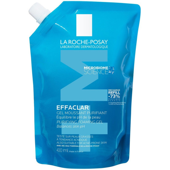 LA ROCHE-POSAY EFFACLAR GEL REFILL почистващ и измиващ гел за лице за мазна и акнеична кожа 400 мл пълнител