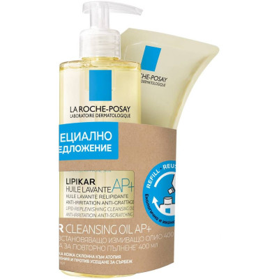 LA ROCHE-POSAY LIPIKAR КОМПЛЕКТ NUILE LAVANTE AP+ измиващо олио за тяло за суха и атопична кожа 400 мл + REFILL ПЪЛНИТЕЛ 400 мл