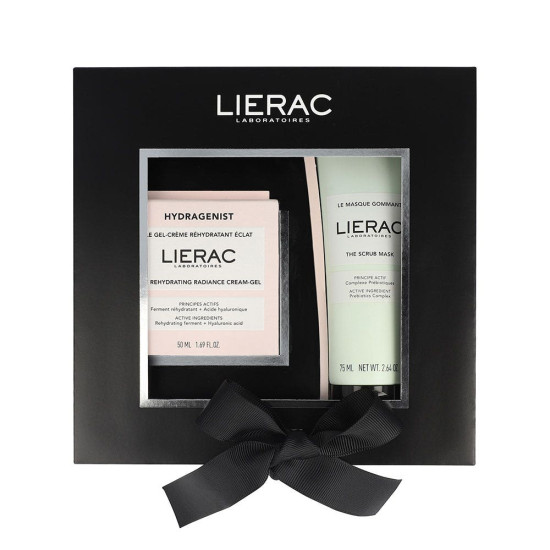 LIERAC HYDRAGENIST КОМПЛЕКТ рехидратиращ озаряващ гел-крем за лице за нормална и комбинирана кожа 50 мл + ексфолираща маска 75мл