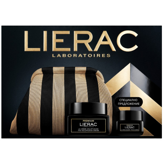 LIERAC PREMIUM КОМПЛЕКТ богат крем за лице за комбинирана до суха кожа 50 мл + околоочен крем 20 мл + НЕСЕСЕР