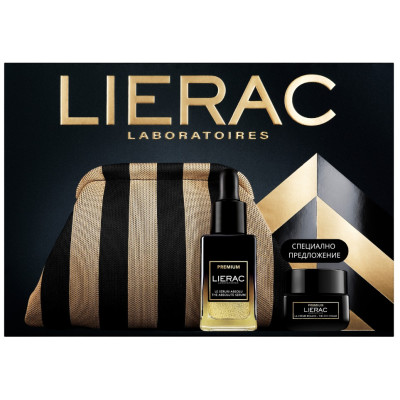 LIERAC PREMIUM КОМПЛЕКТ съвършен серум за лице за всеки тип кожа 30 мл + околоочен крем за всеки тип кожа 20 мл + НЕСЕСЕР