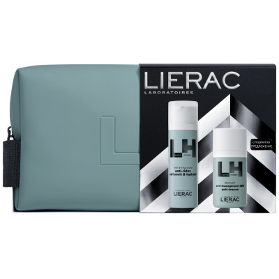 LIERAC HOMME КОМПЛЕКТ крем за лице против бръчки за мъже 50 мл + Дезодорант рол-он 50 мл + НЕСЕСЕР