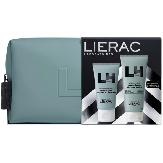 LIERAC HOMME КОМПЛЕКТ хидратиращ гел-крем за лице за мъже 50мл + Душ-гел 3 в 1 200 мл + НЕСЕСЕР