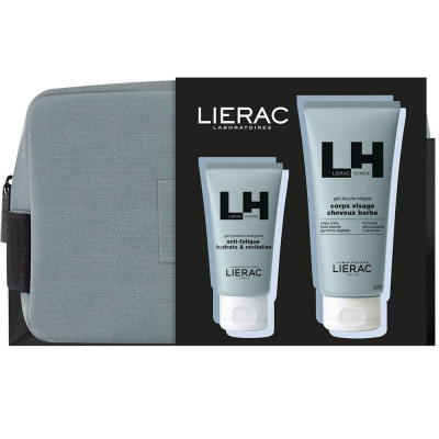 LIERAC HOMME КОМПЛЕКТ ЗА МЪЖЕ: НЕСЕСЕР + хидратиращ гел-крем за лице за мъже 50 мл + душ-гел 4в1 за лице коса брада и тяло 200мл