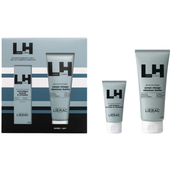 LIERAC HOMME КОМПЛЕКТ Хидратиращ гел-крем за лице за мъже 50 мл + Душ-гел 4в1 за лице коса брада и тяло 200 мл