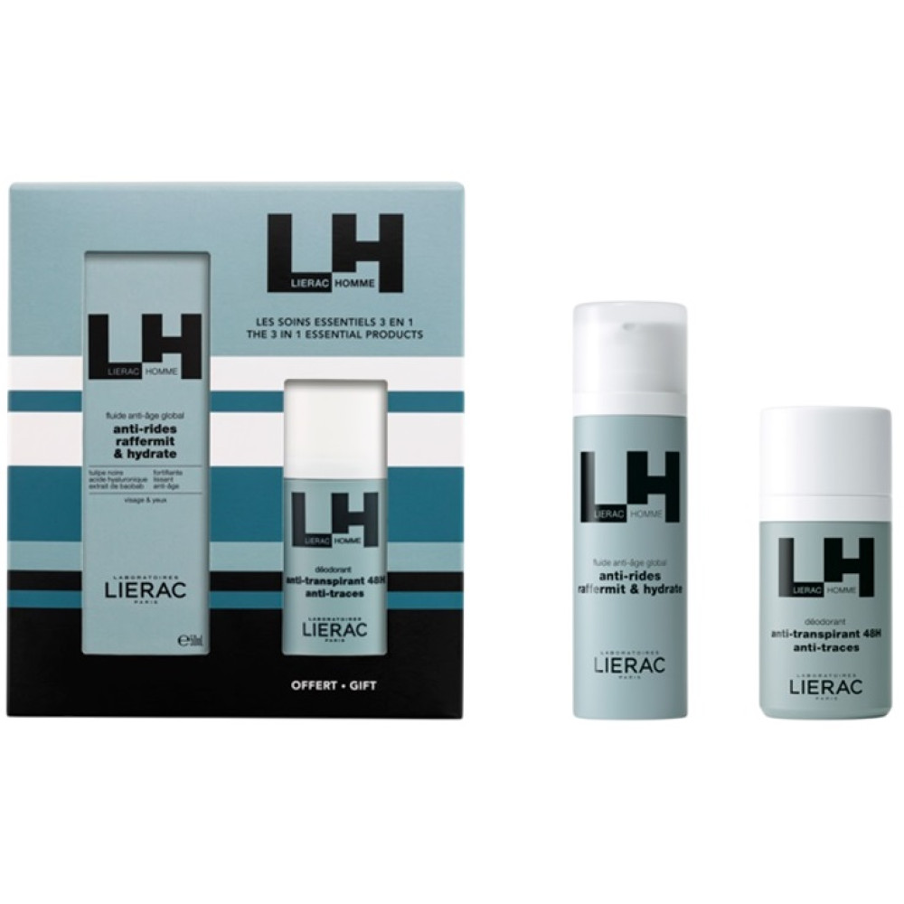 LIERAC HOMME КОМПЛЕКТ Флуид против бръчки за мъже 50 мл + Део рол-он против изпотяване за мъже 50 мл - Грижа за лицето и тялото LIERAC HOMME КОМПЛЕКТ Флуид против бръчки за мъже 50 мл + Део рол-он против изпотяване за мъже 50 мл - Грижа за лицето и тялото