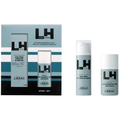 LIERAC HOMME КОМПЛЕКТ Флуид против бръчки за мъже 50 мл + Део рол-он против изпотяване за мъже 50 мл
