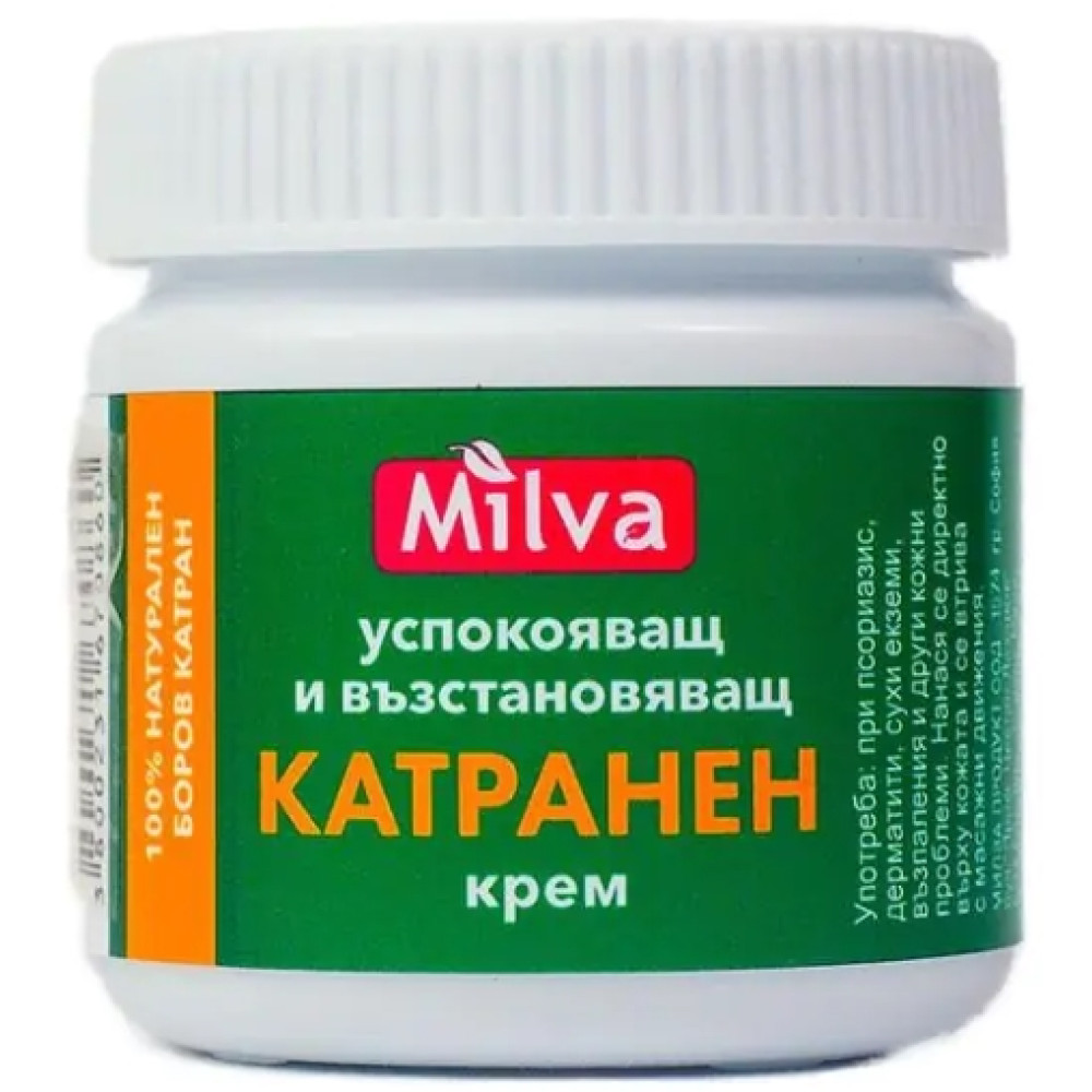 МИЛВА КАТРАНЕН КРЕМ успокояващ и възстановяващ крем за лице и тяло с боров катран 30 г - Грижа за лицето и тялото МИЛВА КАТРАНЕН КРЕМ успокояващ и възстановяващ крем за лице и тяло с боров катран 30 г - Грижа за лицето и тялото