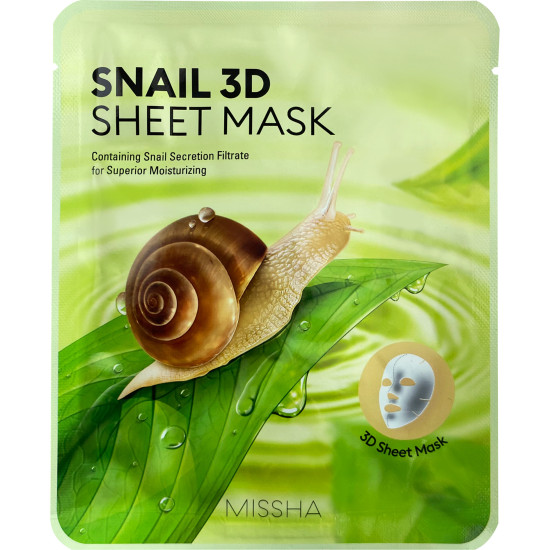 MISSHA SNAIL 3D текстилна 3D маска за лице с филтриран секрет от охлюв 23 г
