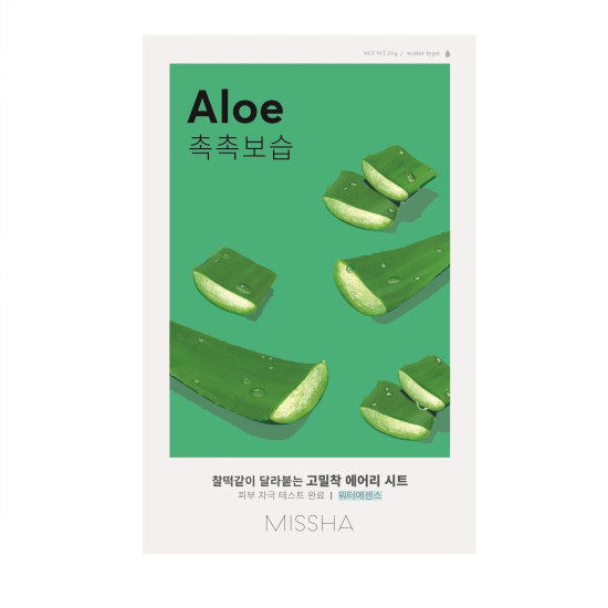 MISSHA ALOE текстилна маска за лице с АЛОЕ ВЕРА за суха и дехидратирана кожа 19 г