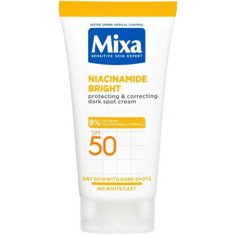 МИКСА NIACINAMIDE BRIGHT SPF50 многофункционален защитен крем за лице за суха кожа с ниацинамид против пигментни петна 50 мл - Грижа за лицето