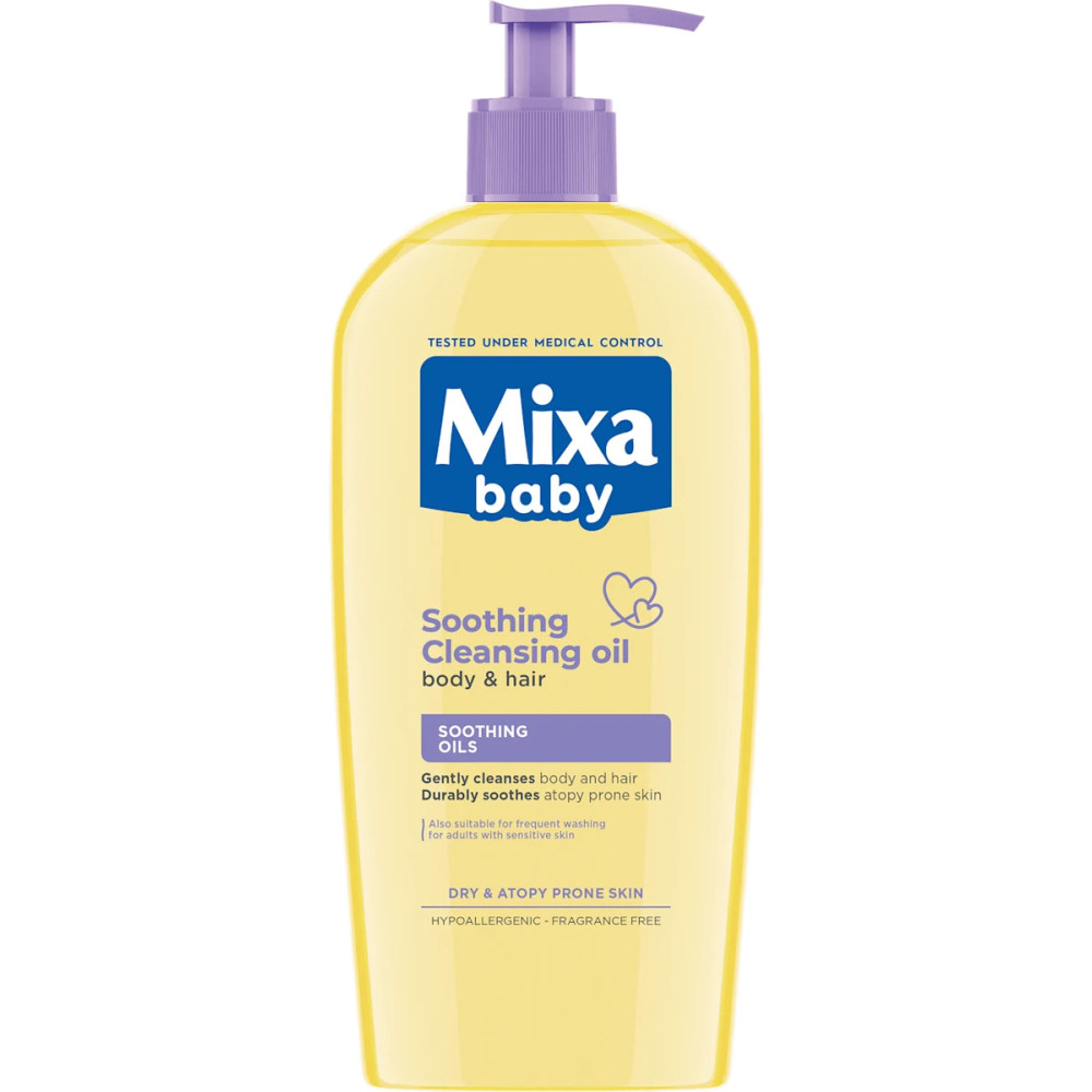 MIXA BABY Soothing Cleansing Oil успокояващо бебешко измивно олио за коса и тяло със суха и атопична кожа 250 мл