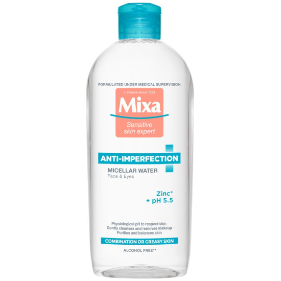 MIXA ANTI-IMPERFECTION pH 5.5 мицеларна вода за лице против несъвършенства 400 мл