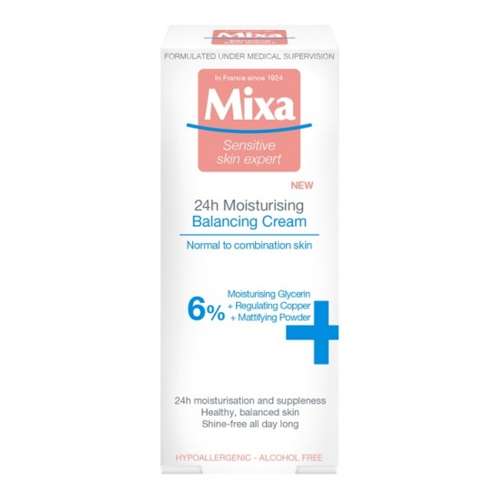 MIXA OPTIMAL TOLERANCE Balancing Cream хидратиращ и балансиращ омазняването крем за лице за нормална до комбинирана кожа 50 мл