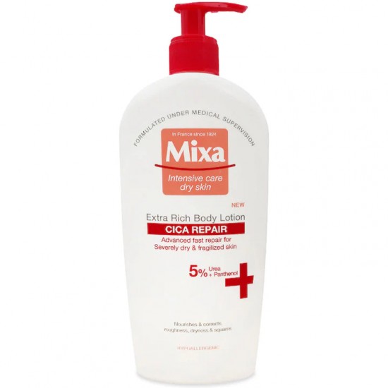 MIXA UREA CICA REPAIR+ Extra Rich Body Lotion възстановяващ лосион за тяло за суха и напукана кожа 400 мл
