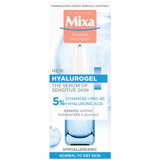 MIXA HYALUROGEL SERUM хидратиращ и успокояващ серум за лице за чувствителна кожа 30 мл