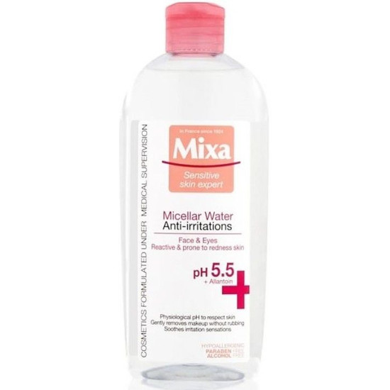 MIXA ANTI-REDNESS мицеларна вода за лице против зачервявания за чувствителна кожа 400 мл