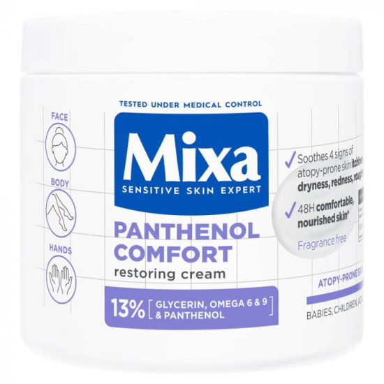 MIXA PANTHENOL COMFORT Restoring Cream възстановяващ крем за лице ръце и тяло за суха и атопична кожа 400 мл