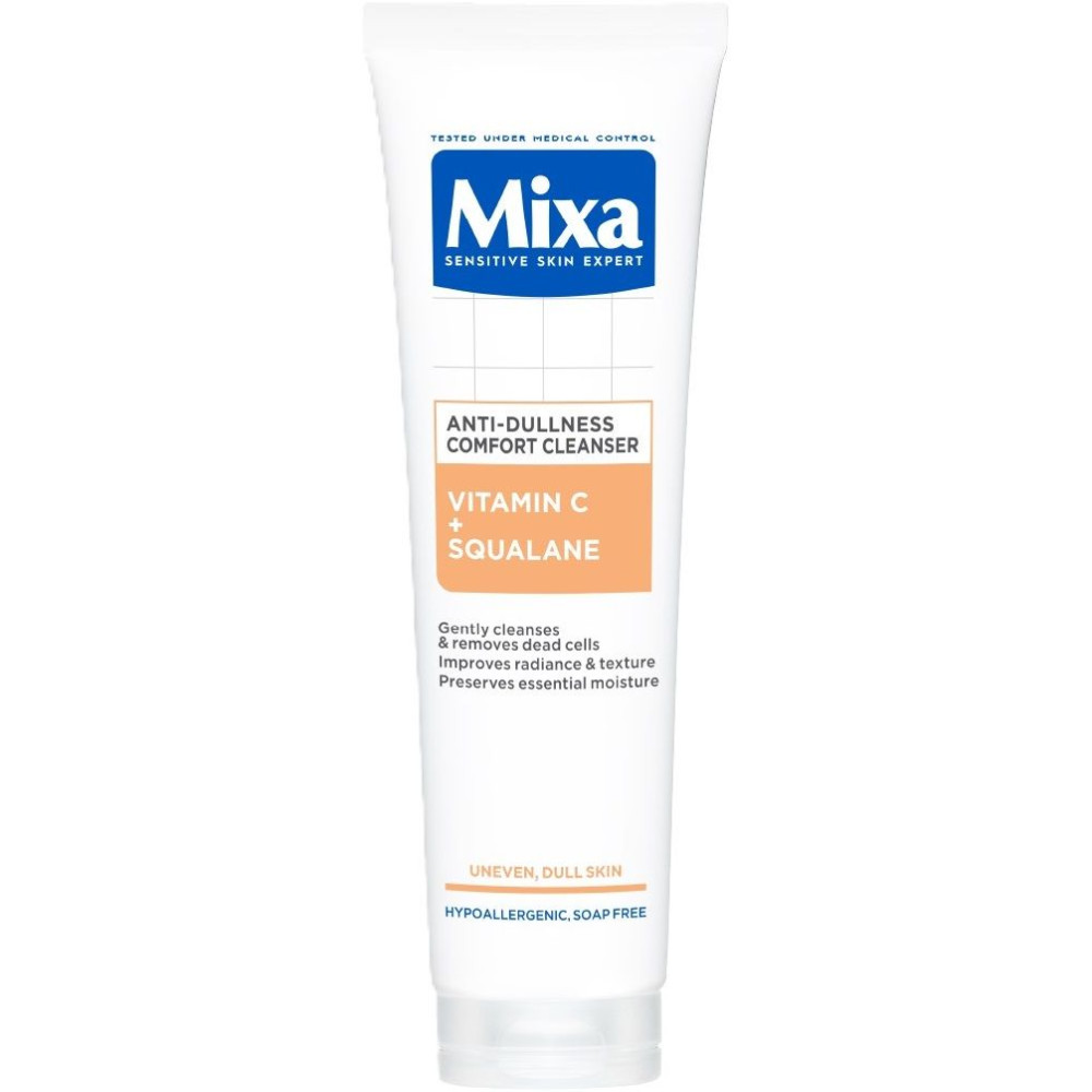 MIXA ANTI-IMPERFECTION Anti-dullness Comfort Cleanser Vitamin C + Squalane почистващ гел за лице с пигментни петна 150 мл