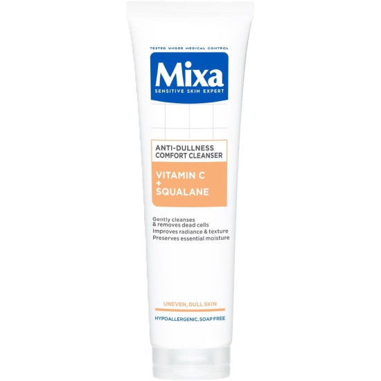 MIXA ANTI-IMPERFECTION Anti-dullness Comfort Cleanser Vitamin C + Squalane почистващ гел за лице с пигментни петна 150 мл
