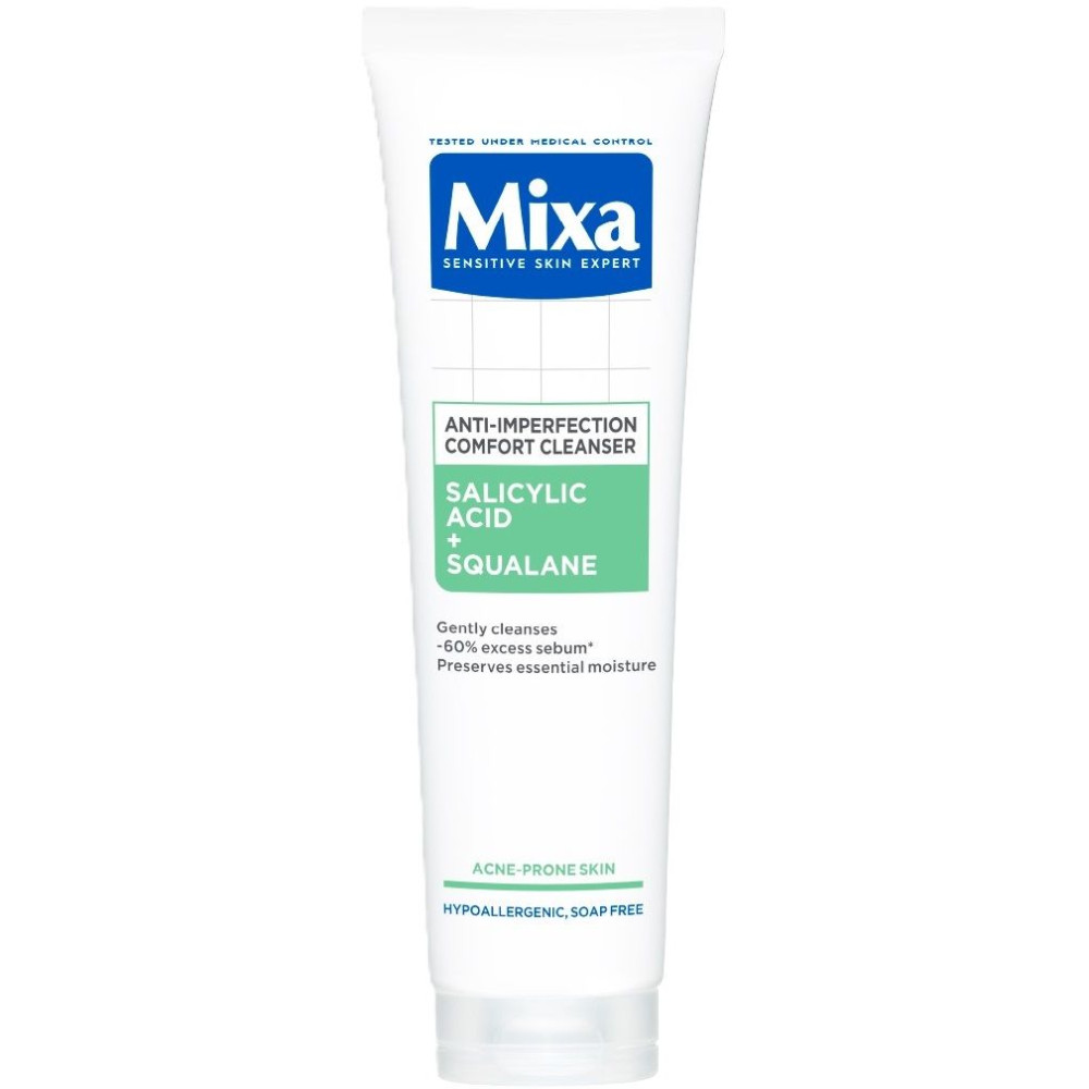 MIXA ANTI-IMPERFECTION COMFORT CLEANSER SALICYLIC ACID+SQUALANE почистващ гел за лице срещу несъвършенства 150 мл