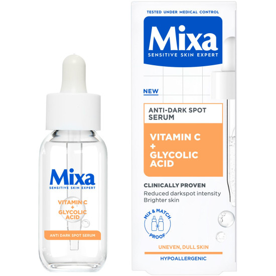 MIXA ANTI-DARK SPOT SERUM Vitamin C + Glycolic Acid серум за лице против пигментни петна 30 мл