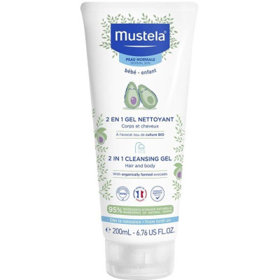 MUSTELA BEBE 2 in 1 Cleansing Gel Hair & Body изммиващ гел-шампоан за коса и тяло за бебета и деца 200 мл
