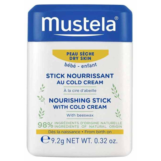 MUSTELA NOURISHING STICK WITH COLD CREAM подхранващ стик за сухи зони по лицето за бебета и деца 9.2 г