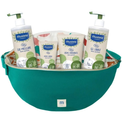 MUSTELA BIO ORGANIC КОМПЛЕКТ ЗА ЦЯЛОТО СЕМЕЙСТВО /козметични продукти за лице и тяло/ В ЧАНТА ПРЕЗ РАМО