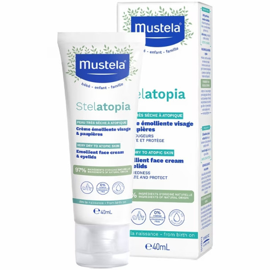 MUSTELA STELATOPIA EMOLLIENT CREAM емолиентен крем за лице и клепачи за много суха към атопична кожа за бебета и деца 40 мл